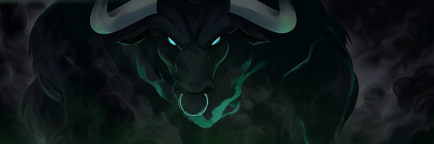 The Bull Heart — a charging bull with glowing teal eyes